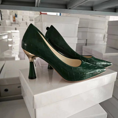 Tacchi alti Casual classici scozzesi verdi nuovo modello scarpe Oversize moda In rilievo In primavera ed estate 2023 décolleté scarpe da donna