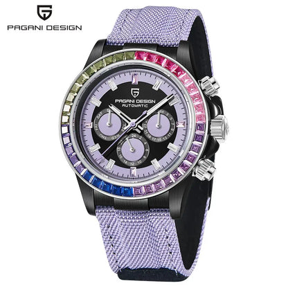 PAGANI DESIGN Orologio meccanico da uomo di lusso 40mm Orologio con cronometraggio multifunzionale Lunetta arcobaleno Vetro zaffiro Orologi da uomo PD1732