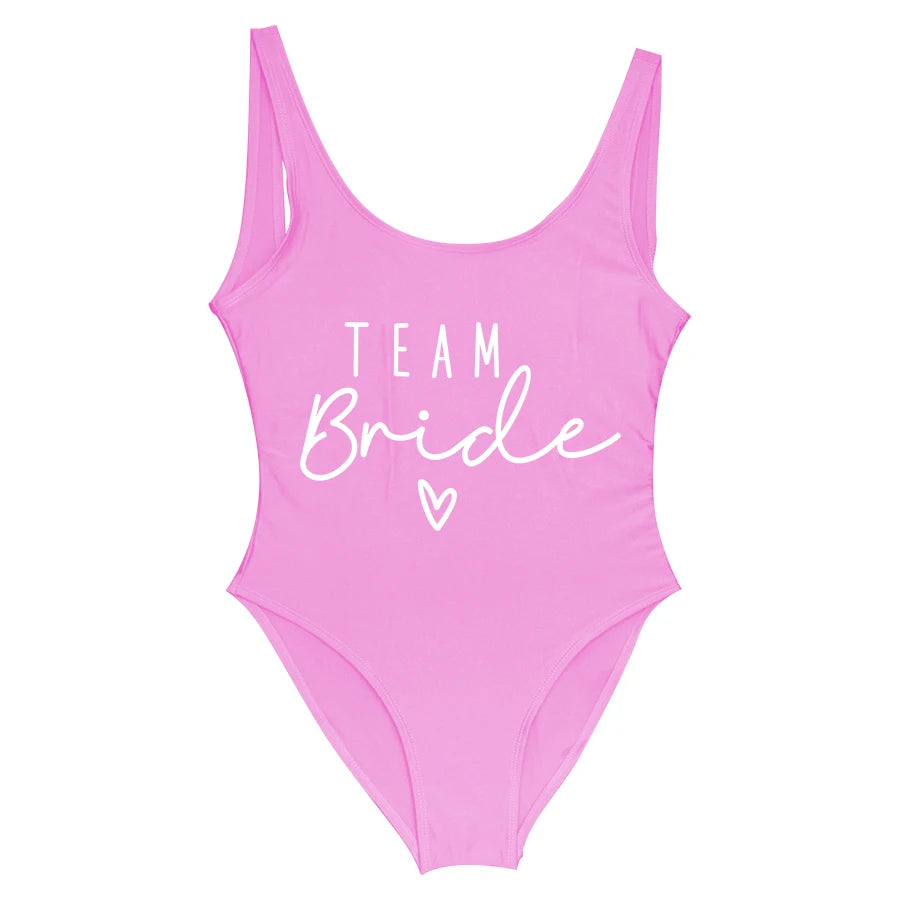 S-3XL Maillot de bain blanc une pièce Équipe de la mariée Maillot de bain de fête de célibataire pour femme Maillot de bain de poule Maillot de bain de piscine