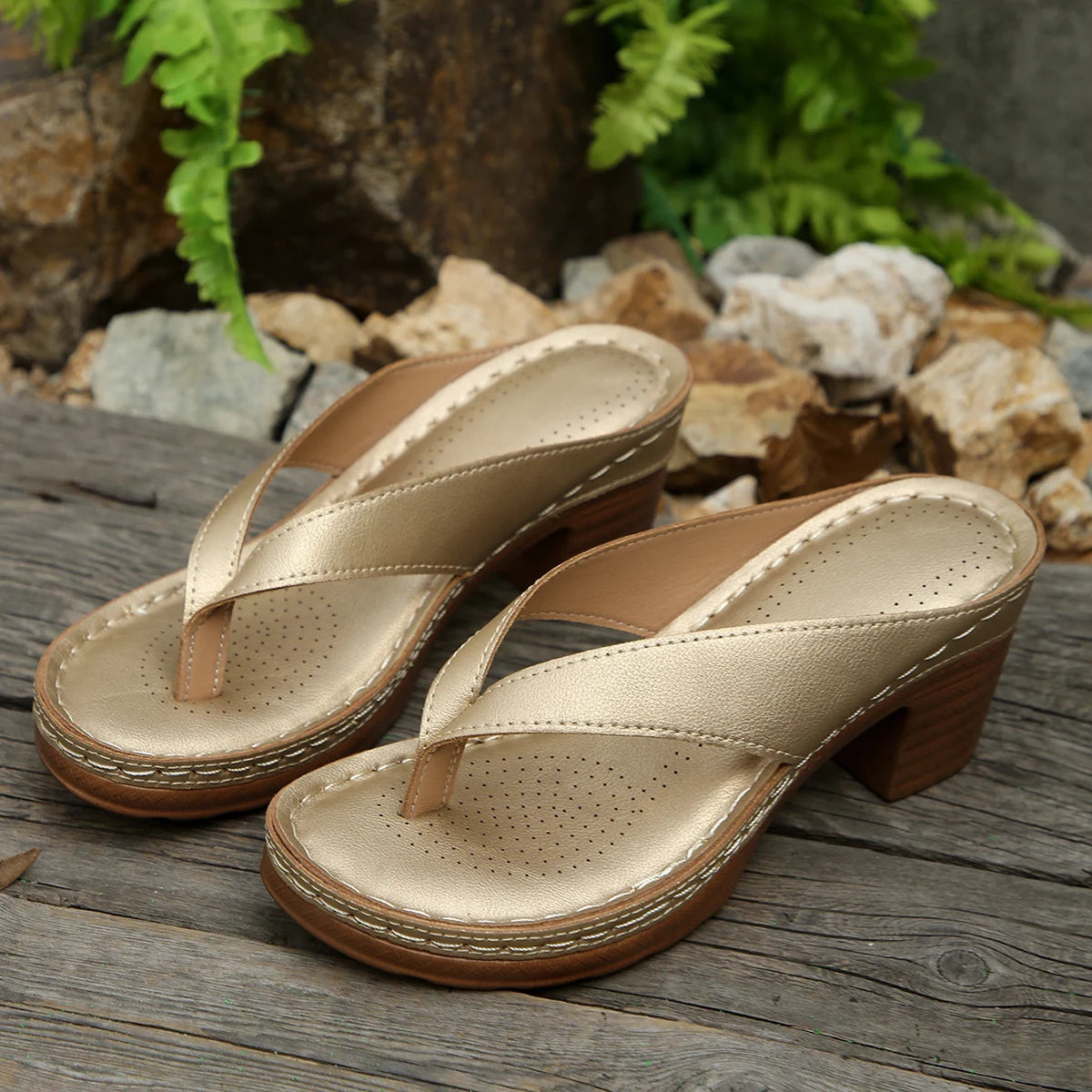 Sandales d'été pour femmes de haute qualité, nouvelle mode, couleur unie, bout ouvert, talons hauts, décontractées, tongs de plage, Zapatos Mujer