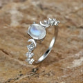 Huitan Anelli di luna opale imitazione blu/bianco per le donne Accessori da sposa estetici Gioielli di dichiarazione regalo di anniversario fantasia Hot
