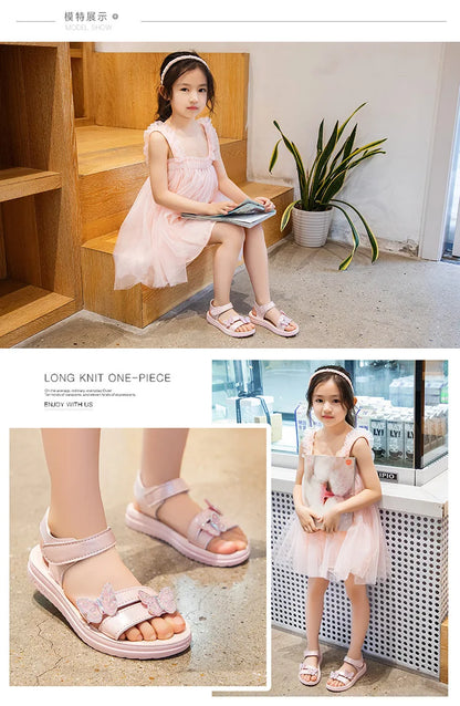 Mädchen-Sommersandalen Bunte Schleifensandalen für Kinder Rutschfeste Schuhe Mädchenschuhe verschleißfeste weiche Sohle Kostenloser Versand