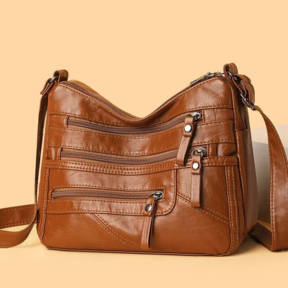 Borsa a tracolla in pelle da donna Tracolla regolabile Chiusura con cerniera Borsa per donna Viaggio Lavoro Borsa a tracolla casual quotidiana