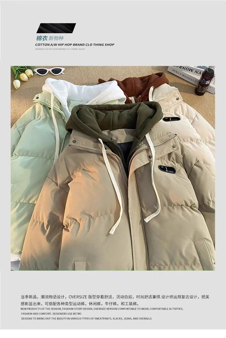 Nuova giacca invernale imbottita in cotone da donna, giacca in cotone con cappuccio in due pezzi Cappotto Parker imbottito in cotone caldo casual femminile