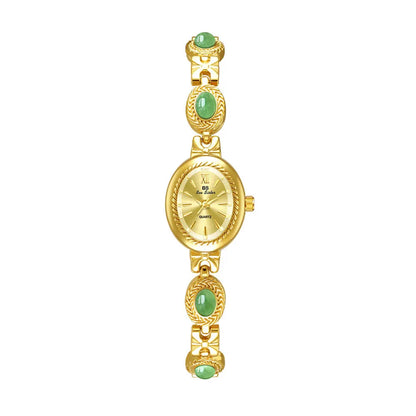 Orologio da donna elegante Bracciale in giada Orologio piccolo Orologi al quarzo moda Orologio da polso dorato di lusso Regali per le donne Marchio originale