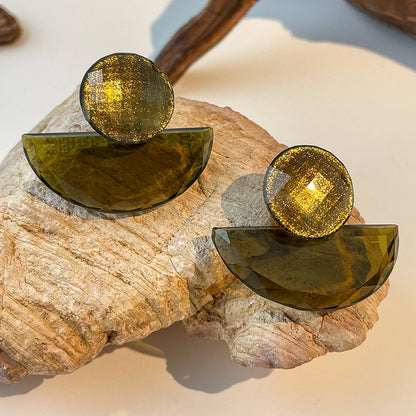 Orecchini Pendenti a Goccia con Conchiglia di Abalone per Donne, Orecchini Pendenti in Resina Colorata Effetto Sfumato, Gioielli per Orecchie a Semicerchio Eleganti K