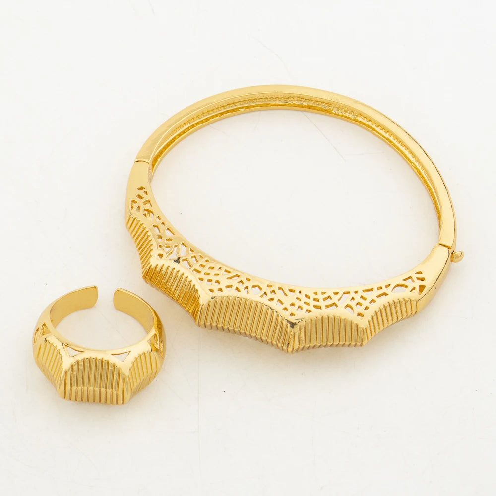 Modeschmuckset für Damen Halskette und Ohrringe mit Armband-Ring-Set für Hochzeiten Partyschmuckset Geschenke