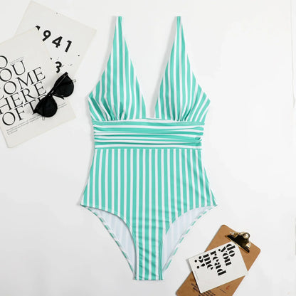 Trendy Swimsuit One Piece Strips Swimwear Female Push  Bathers Bathing Suits Beachwear Swim Clothing Bathingsuit