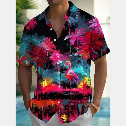 Camicie hawaiane casual con stampa 3D moda estiva da uomo Divertenti camicie con bottoni a maniche corte con grafica giraffa carina Trend Street Y2k