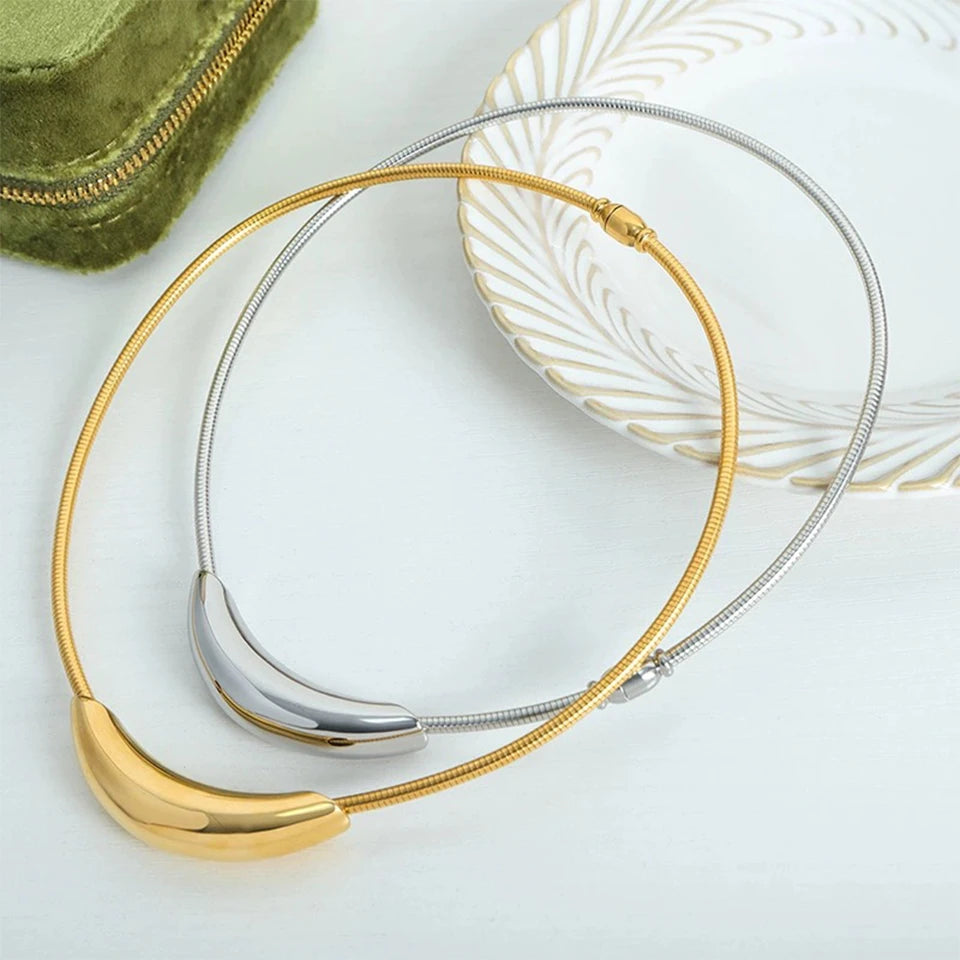 ZAKOL Collare a catena con osso di serpente in tubo di metallo dal design alla moda francese per donna Uomo Personalità Girocollo in acciaio inossidabile Gioielli per feste