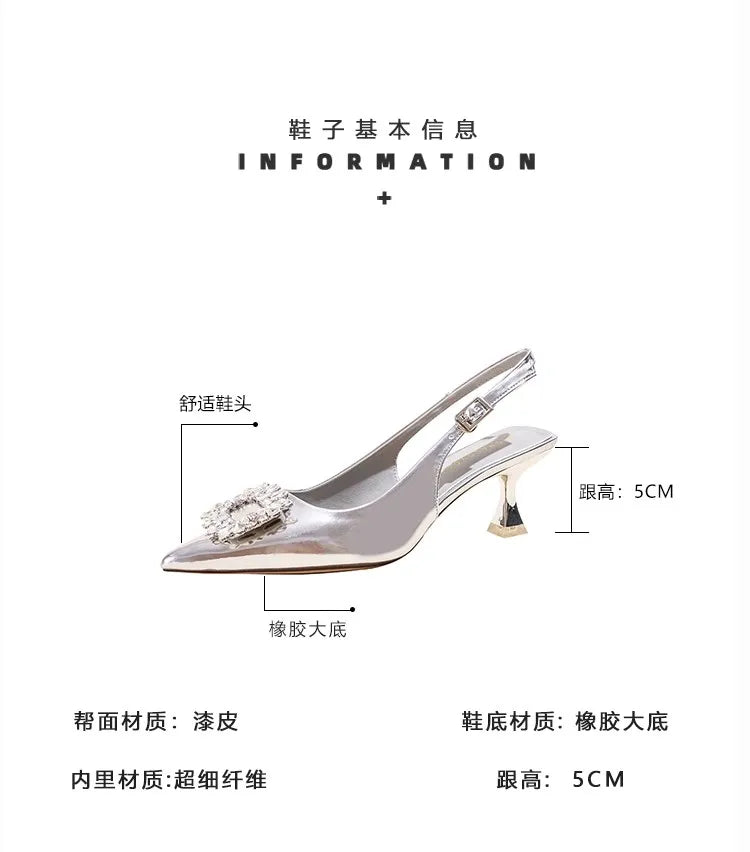 Damen Sandalen Sommer Damenschuhe Neu Spitze Zehenpartie Flache Schuhe Nude Rosa Diamanten Niedriger Absatz Slingback Schuhe Elegante Damenschuhe