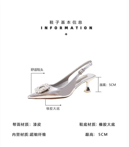Damen Sandalen Sommer Damenschuhe Neu Spitze Zehenpartie Flache Schuhe Nude Rosa Diamanten Niedriger Absatz Slingback Schuhe Elegante Damenschuhe