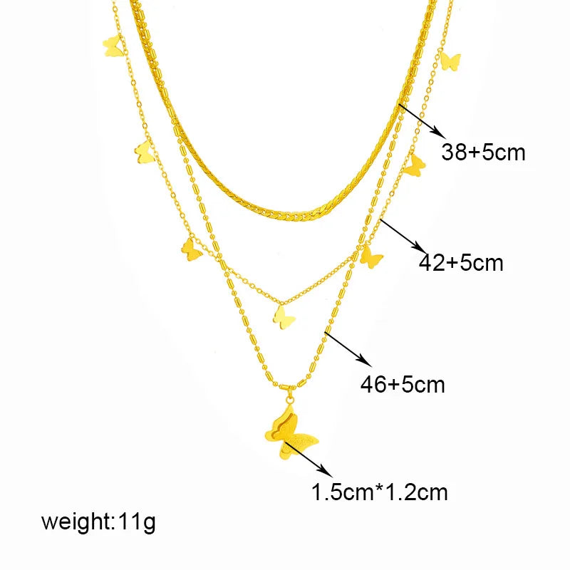 DIEYURO Collana con ciondolo occhi azzurri con serratura a forma di farfalla in acciaio inossidabile 316L per le donne Nuovi regali di gioielli con catena girocollo multistrato