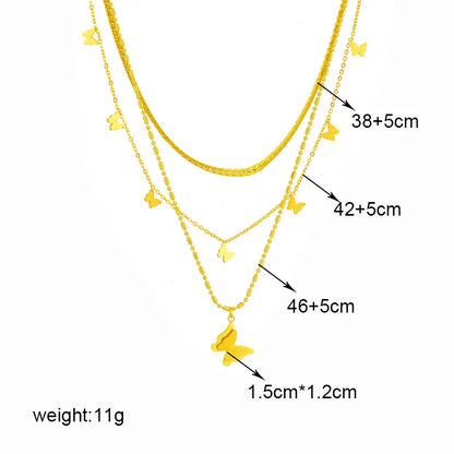 DIEYURO Collana con ciondolo occhi azzurri con serratura a forma di farfalla in acciaio inossidabile 316L per le donne Nuovi regali di gioielli con catena girocollo multistrato