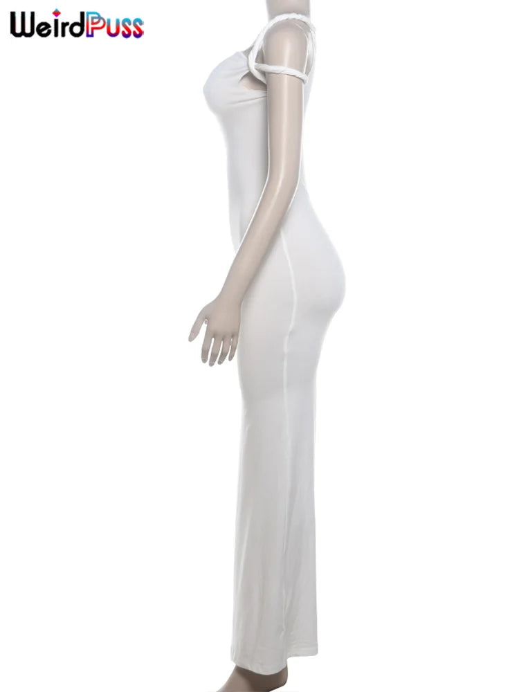 Strano gatto vestito dalla fasciatura donna estate sexy irregolare solido guaina chic elasticizzato a forma di corpo liscio festa di compleanno elegante aderente