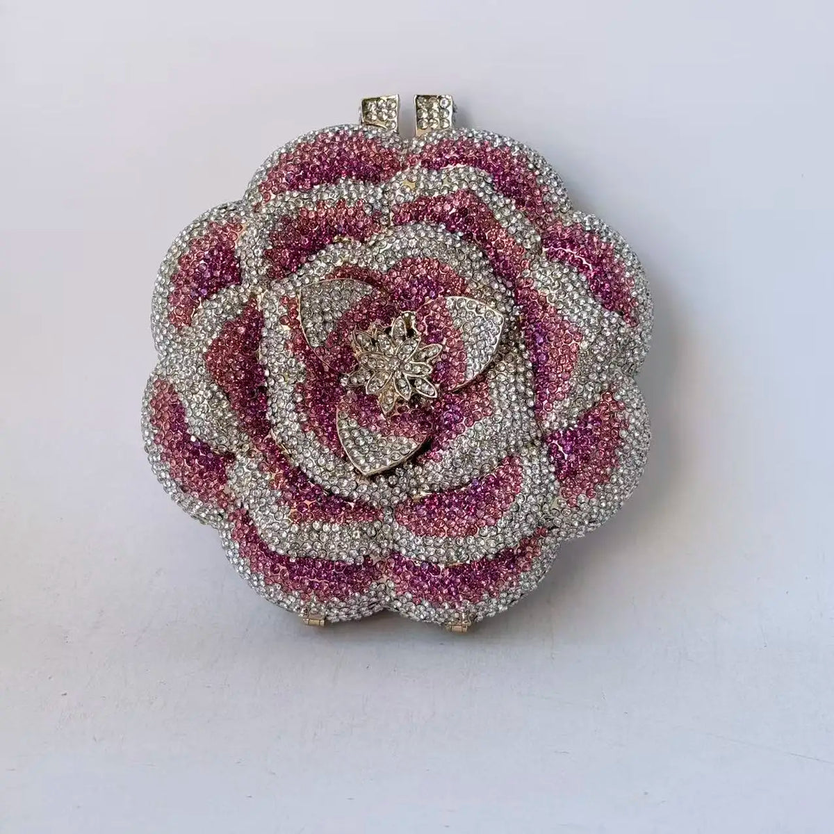 Pochette da sera con strass rosa/verde con fiore rosa Borse da sera da donna in cristallo giallo floreale Pochette da sposa per festa di nozze