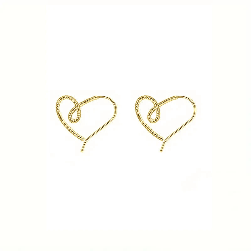 Huitan Twist Design Cuore Gancio per l'orecchio Orecchini femminili semplici alla moda Accessori stile metallizzato Gioielli d'amore per l'uso quotidiano