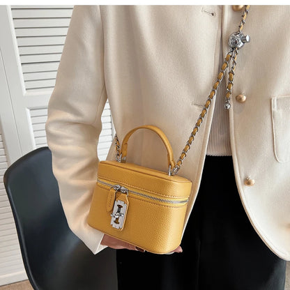 Borse Quadrate da Donna Estate 2026, Borse a Tracolla con Catene alla Moda, Borsa a Spalla in PU Texturizzato, Elegante Mini Borsa Chic per Cellulare