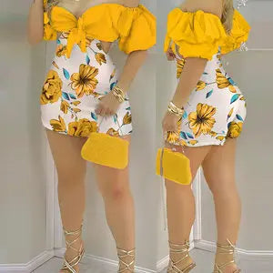 Summer Fashion Flower Print Slim Short tute donna Sexy una spalla scava fuori Bodycon tuta temperamento Lady Streetwear