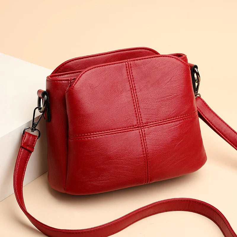 Borsa a tracolla in morbida pelle PU da donna vintage Borsa a tracolla quadrata in tinta unita femminile di mezza età Nuove borse a tracolla grandi da donna