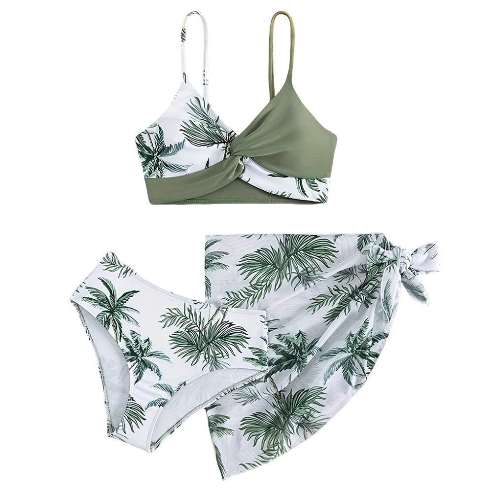 Costume da bagno per ragazza grande da 7-14 anni Costume da bagno separato per giovani Ragazza adolescente Costume da bagno bikini a 3 pezzi Costume da bagno estivo per ragazza