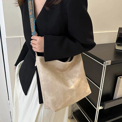 Borsa a tracolla larga con tracolla geometrica Borse a tracolla di grande capacità per donna, borsa da donna retrò in pelle PU per lo shopping e i viaggi