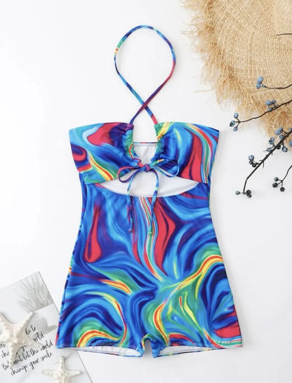 Hot Sale Of The Season New Blue Gradient One-Piece Swimsuit Continuous Change Color Swimwear Sportswear And Bag Accessories Cate
