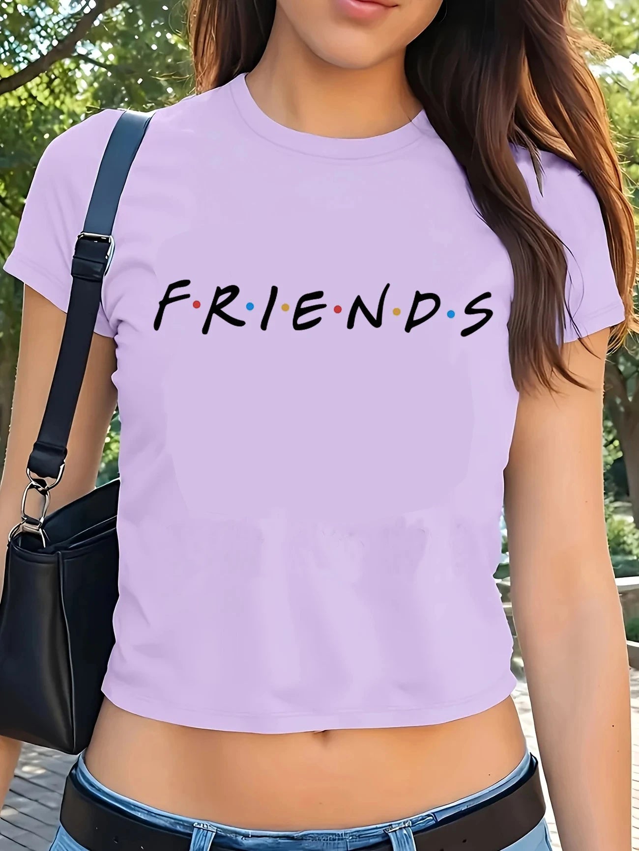 Amici ritagliati TV Show Best Friends T-shirt con stampa di lettere Y2K Top corto a maniche corte Abbigliamento da donna primavera estate