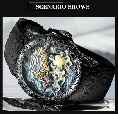 BIDEN impermeabile sport uomo orologi Dragon Design orologio al quarzo per uomo cinturino in Silicone orologio da polso orologio maschile Relogio Masculino