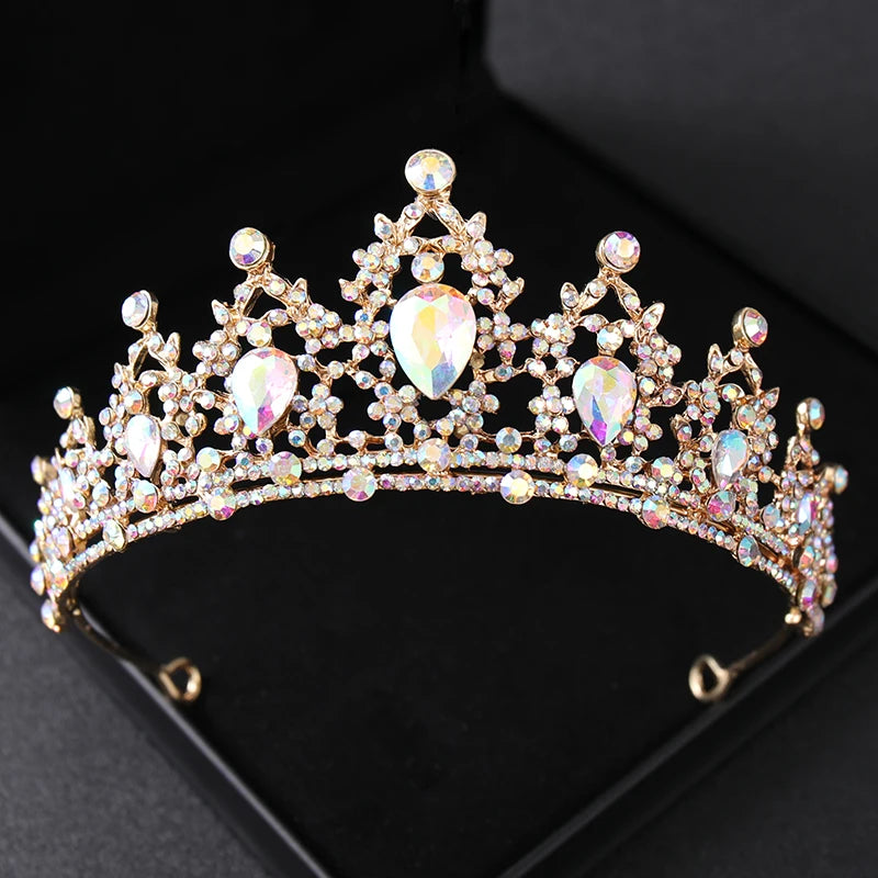 Diademi e corone di cristallo barocchi Festa con strass Prom Diadema Fascia da sposa Accessori per capelli da sposa Gioielli Corona Tiara Regalo