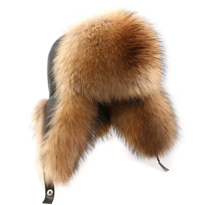 Cappello russo in pelliccia sintetica per uomo, berretto termico invernale, paraorecchie antivento, per la stagione fredda di mezza età