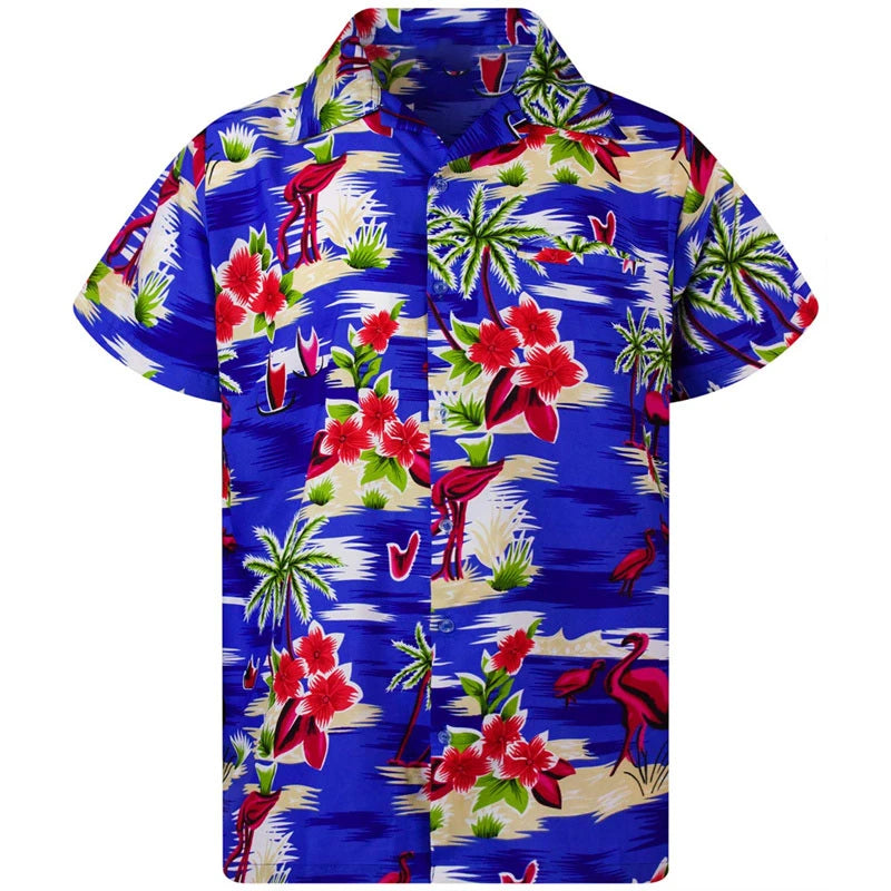 Camicia da uomo con risvolto estivo a maniche corte motivo hawaiano personalizzato stampa 3D lavoro casual quotidiano vacanza design confortevole
