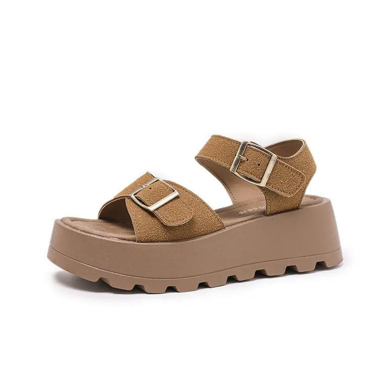 Chunky Plateau-Sandalen für Damen, 5 cm Keilabsatz, lässige Pantoletten mit dickem Boden für den Strand 320