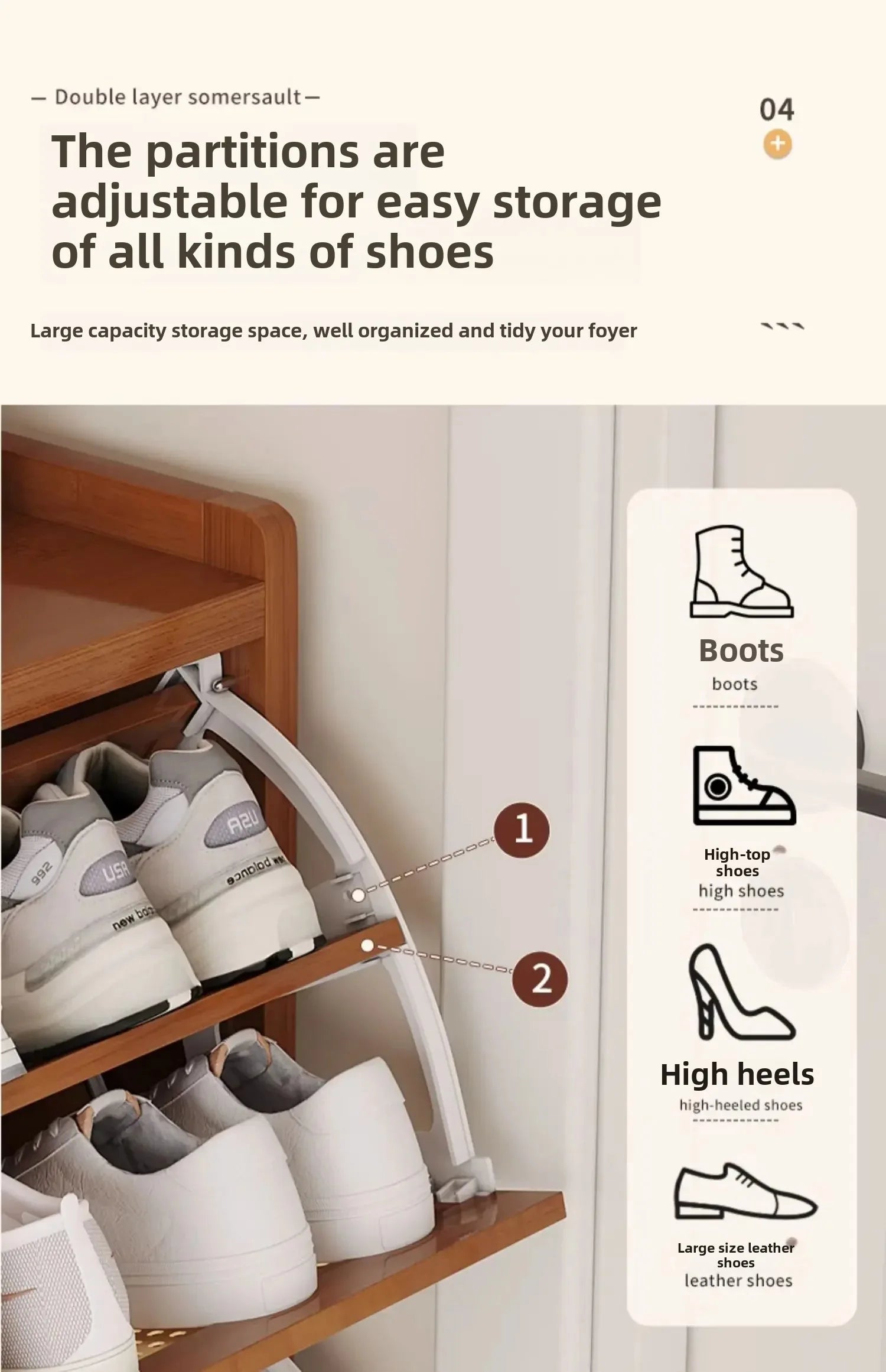 Bamboo Multi-layer Shoes Organization Rattan Flip Shoe Rack Living Room Against The Wall Boot Shelf Versatile Storage Cabinet