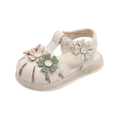 Leichte LED-Kinderschuhe in neuer Mode für den Sommer – schlichte und vielseitige Retro-Mädchenschuhe – elegante und leichte Prinzessinnen-Blumen-Kindersandalen