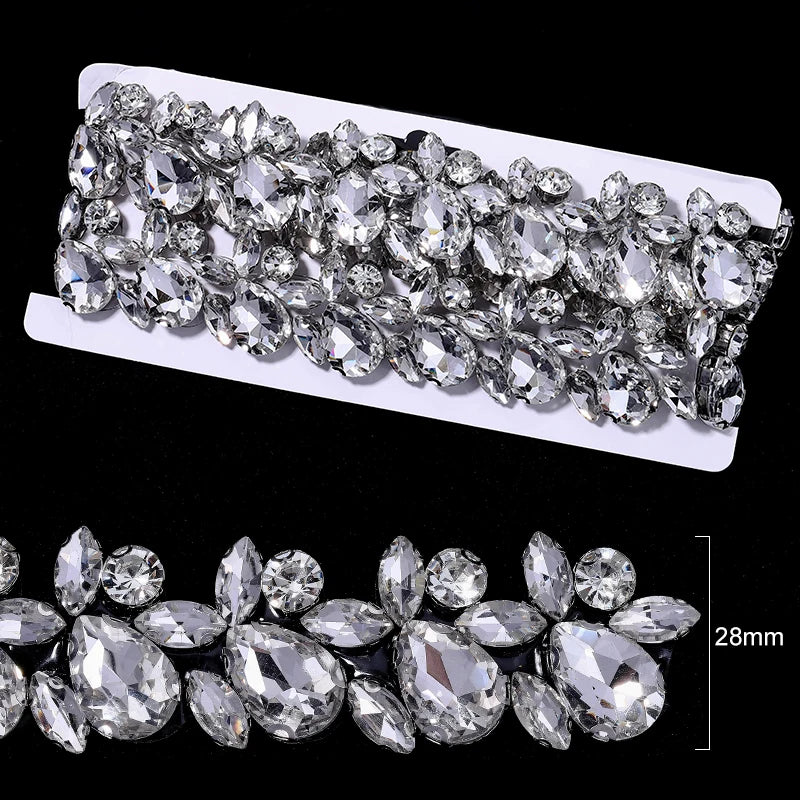 Ducrystal 1 metro motivo strass nastro hot fix vetro cristallo strass trim catena per scarpe fai da te, borse, abiti decorazione