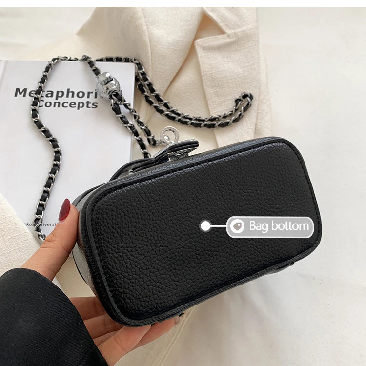 Borse Quadrate da Donna Estate 2026, Borse a Tracolla con Catene alla Moda, Borsa a Spalla in PU Texturizzato, Elegante Mini Borsa Chic per Cellulare