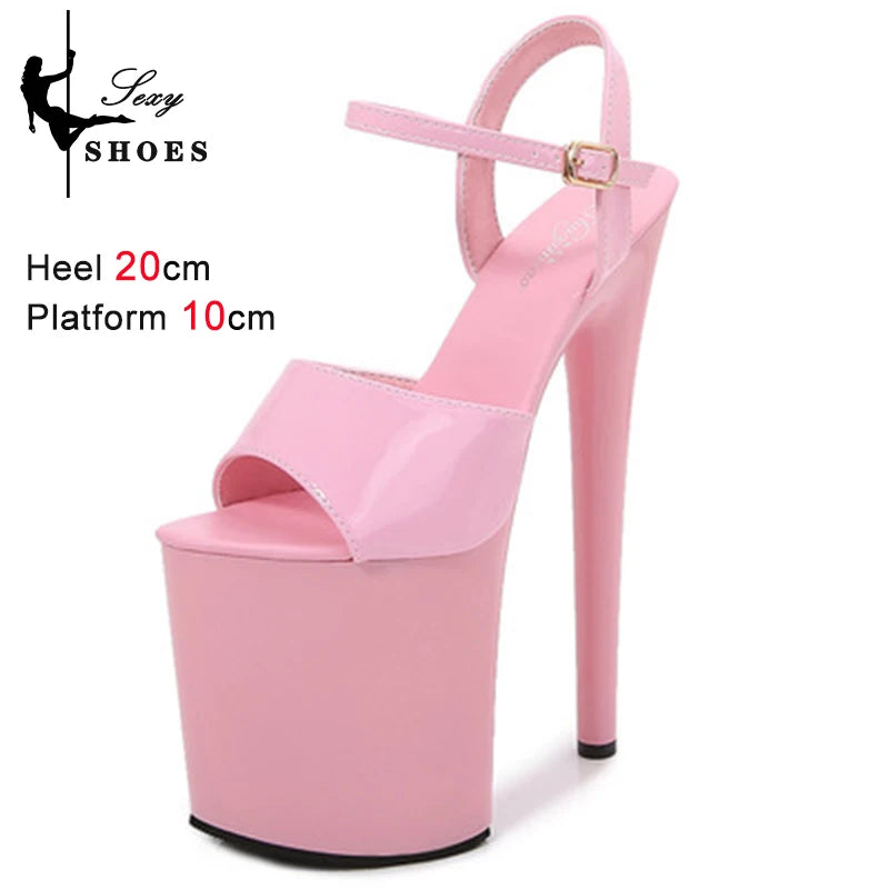 Women Sexy Show Sandals 20 CM High Heels Sexy Platform Color Sandals Girls 8Inch Super High Heels Shoe for Party Club Stripper