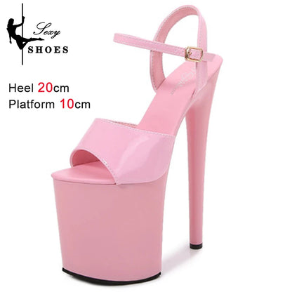 Women Sexy Show Sandals 20 CM High Heels Sexy Platform Color Sandals Girls 8Inch Super High Heels Shoe for Party Club Stripper