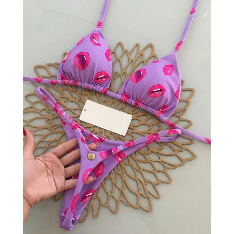 Swimwear Women Leopard Printed Sexy Bikini Set Striped Beachwear Summer Swimsuit Two-pieces Thong Bathing Suit Biquinis