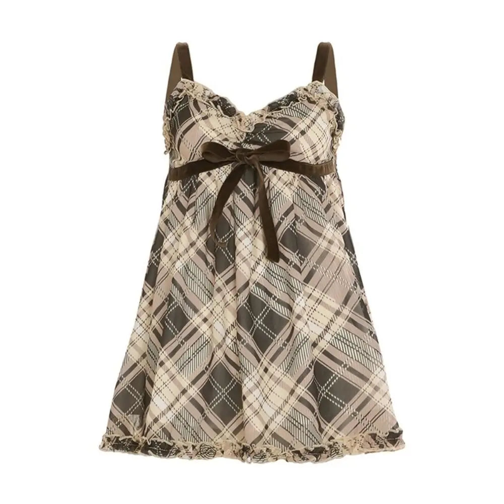 2025 All-Match Tank Top Polyester Fiber Loose Dresses Retro Patchwork Camisole