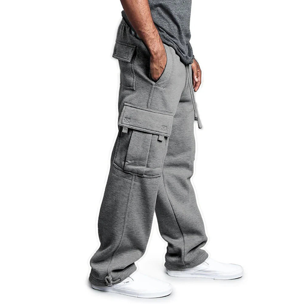 Pantaloni sportivi da uomo Pantaloni da jogging dritti per lo sport e lo streetwear Pantaloni lunghi larghi con coulisse oversize Pantaloni multitasche da uomo