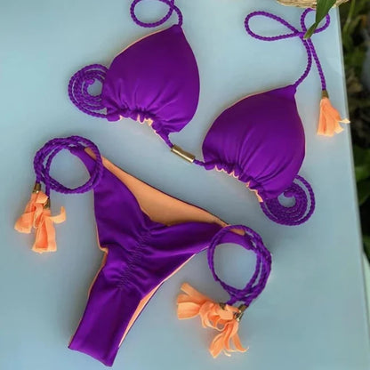 Costume da bagno donna bikini set bikini sexy con coulisse costumi da bagno leopardo due pezzi costume da bagno costume da bagno bikini con lacci biquinis
