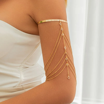 Ingemark 17 Stili Boho Ciondolo in cristallo Braccialetti aperti per le donne Wed Bridal Goth Nappa Braccialetti con braccio a maglie Regalo di gioielli per feste