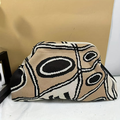 Borsa con clip lavorata a maglia alla moda versatile di grande capacità adatta per borse portaoggetti Nuova pochette modello di fascia alta