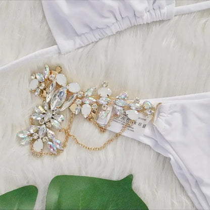 nuovo costume da bagno in due pezzi con strass 2026 cristallo di lusso perizoma Sexy perizoma Bikini Set costumi da bagno da donna costume da bagno Sexy da spiaggia