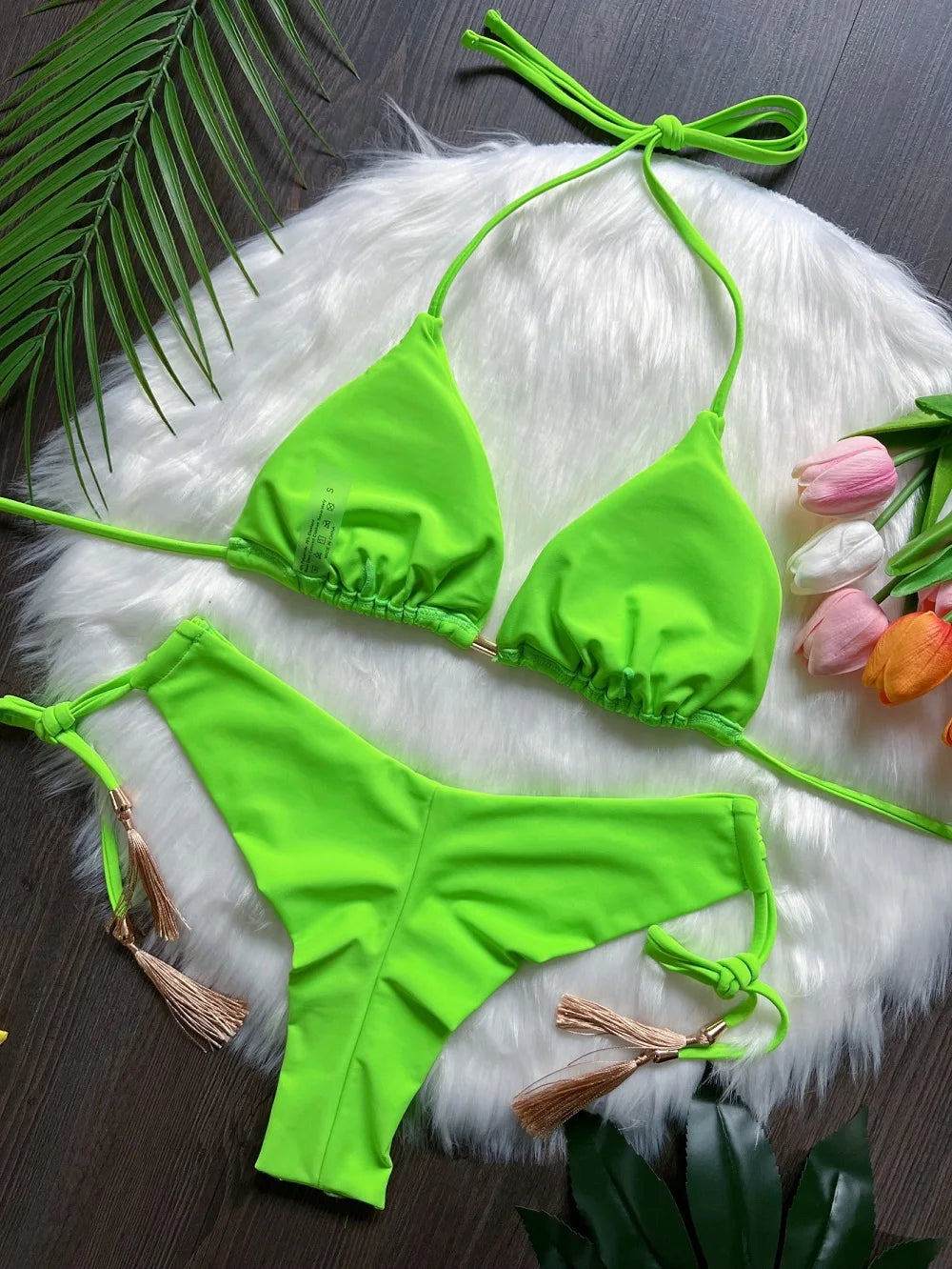 RUOTONSEPT Sexy einfarbiges Verband-Bikini-Set Damen-Badeanzug zweiteiliger Dreieck-Bademode Brasilianische Biquinis