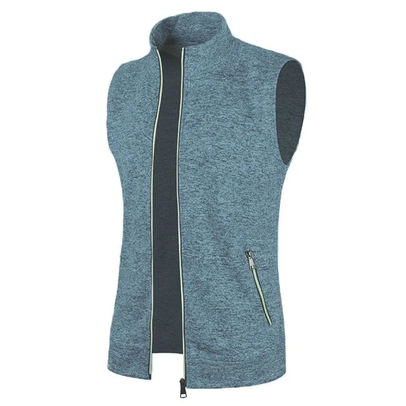 Cappotti senza maniche con cerniera da uomo autunno maglioni dolcevita da esterno traspirante tinta unita streetwear giacca gilet uomo top atletici