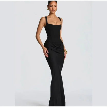 Mini abito da donna con scollo a V e scollo all'americana senza schienale Moda senza maniche a vita alta Abiti aderenti 2025 Nuova estate Lady Party Holiday Robes