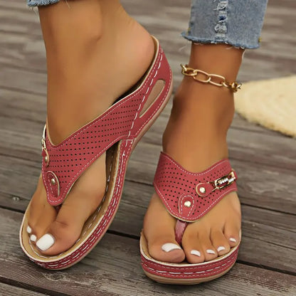 Sandales Orthopédiques d'Été pour Femmes, Nouvelles Tongs Orthopédiques avec Support de Voûte Plantaire, Claquettes à Semelle Épaisse Antidérapante pour Usage Quotidien et Plage